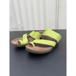 Munro American Women’s Sandals Green Strappy Cork Wedge Size 7W